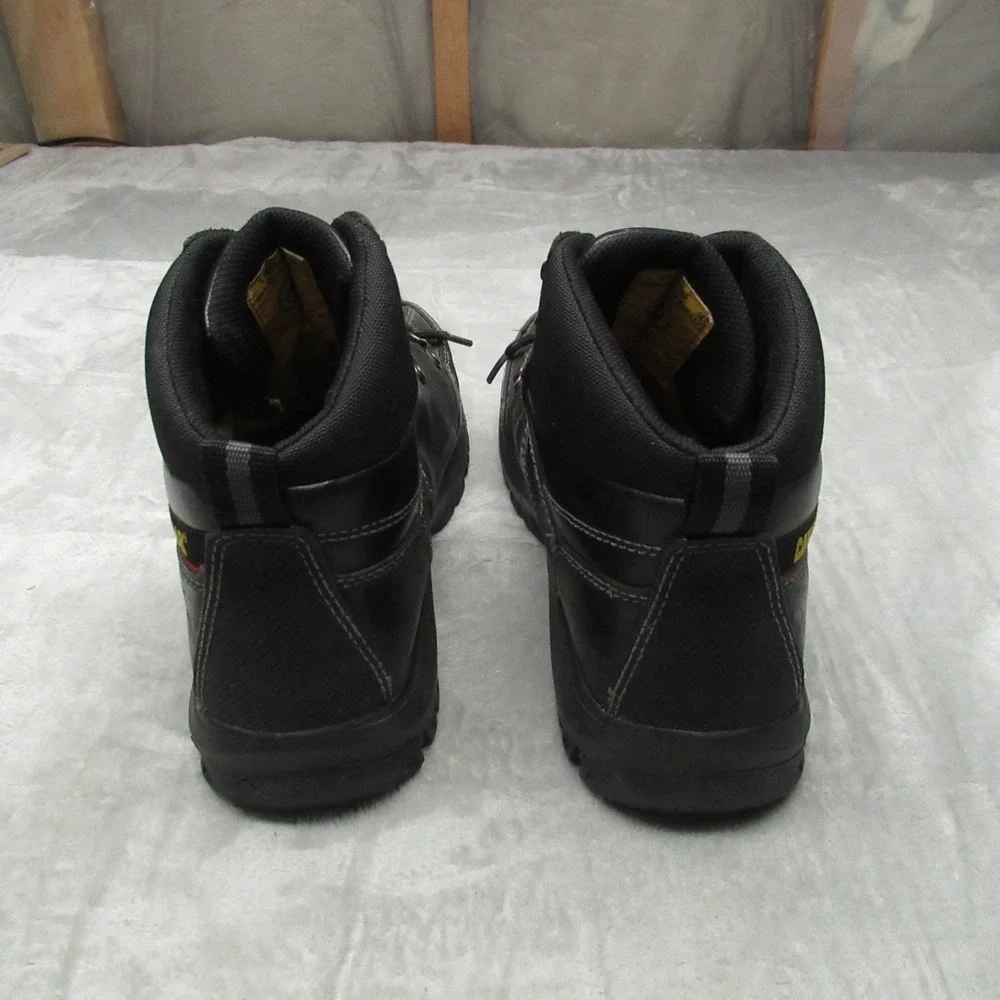 Caterpillar Men 10.5M‎ Wide Work Boots Black Steel Toe Leather Rugged Waterproof